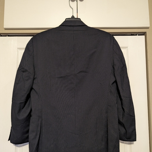 Calvin Klein Mens Blazer Blue Pinstripe Wool 2 Button Suit Jacket Sport Coat 40S - Picture 2 of 13